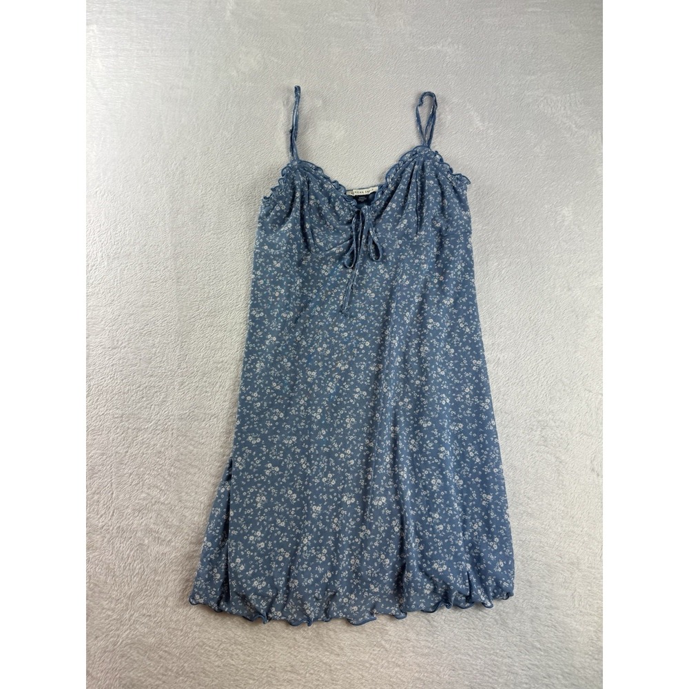 American Eagle Women's Blue Floral Dress Medium Cottage Core Baby Blue
